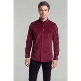Bisse Regular Fit Paşa Yaka Pamuk Bordo Erkek Gömlek GMKDF12300300_D25