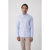 Bisse Regular Fit Spor Yaka Çift Pamuk Mavi Erkek Gömlek GMEKS4K242023_D35 - XL
