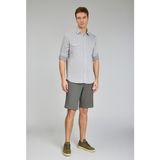 Bisse Regular Fit Spor Yaka Gri Pamuk Keten Erkek Gömlek GMKTN3SP224007_D55