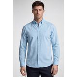 Bisse Regular Fit Uzun Kol Keten Paşa Yaka Cepsiz Turkuaz Erkek Gömlek BSGMKTN25326_D31