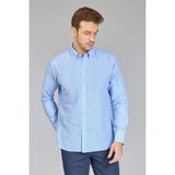 Bisse Regular Fit Uzun Kollu Mavi Pamuk Keten Erkek Gömlek GMKTN250002_D35 - 2XL