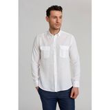 Bisse Regular Fit Uzun Kollu Paşa Yaka Kol İçi Apoletli Beyaz Spor Erkek Gömlek GM23Y231131_D01 - 2XL