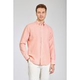 Bisse Regular Fit Uzun Kollu Turuncu Pamuk Keten Erkek Gömlek GMKTN250002_D64