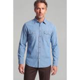 Bisse Siyah Modern Fit Pamuk Denim Uzun Spor Yaka Çift Kapaklı Gömlek