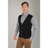 Bisse Siyah Regular Fit Yün Triko Yelek