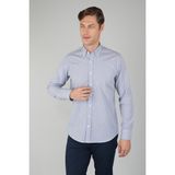 Bisse Uzun Kollu Regular Fit Erkek Çizgili Lacivert Gömlek GMCZG252110_C39 - 2XL