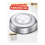 BİST Vitrin Mutfak Tezgah Üstü Dolap Içi Aydınlatma Yapışkanlı Kablosuz Dokunmatik Spot Lamba (3 LED)
