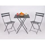 Bistro Serisi Katlanır Metal Masa Sandalye Seti Özellikleri: Antrasit Gri RAL7016 Kare: 61 x 61 cm - Antrasit - Gri