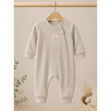Bistyle %100 Organik Unisex Tulum Fermuarlı Happy Your Style - 001-Krem - 0 - 3 Ay
