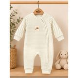 Bistyle %100 Organik Unisex Tulum Fermuarlı Star And Lovely - 001-Krem - 0 - 3 Ay