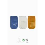 Bistyle Basic Kaymaz Penye Soket Çorap 3'Lü Bs10106 İndigo Ekru Hardal
