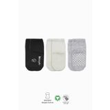Bistyle Basic Kaymaz Penye Soket Çorap 3'Lü Bs10106 Siyah Ekru Gri
