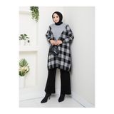 BisuModa Ekose Desenli Triko Pantolonlu Tunik Takım