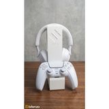 Bitenzo 3D 2'si 1 Arada Kulaklık ve Gamepad Standı - Masaüstü Oyuncu Kulaklığı ve Kontrolcü Düzenleyici Aparat - Beyaz