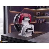 Bitenzo 3D 3'lü Oyun Aksesuar Standı; Çift Gamepad ve Kulaklık Tutucu - Beyaz