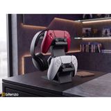 Bitenzo 3D 3'lü Oyun Aksesuar Standı; Çift Gamepad ve Kulaklık Tutucu - Siyah