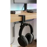 Bitenzo 3D Masa Kenarı Vidalı Kulaklık Askısı - Ayarlanabilir Mengeneli Kulaklık Tutucu Aparatı - 7cm Aralık - Siyah - Siyah - 7cm