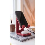 Bitenzo 3D Masaüstü Özel Tasarım Akıllı Telefon ve Kulaklık Standı - 2'si 1 Arada Ergonomik Düzenleyici Aparat - Nar Çiçeği - Narçiçeği
