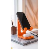 Bitenzo 3D Masaüstü Özel Tasarım Akıllı Telefon ve Kulaklık Standı - 2'si 1 Arada Ergonomik Düzenleyici Aparat - Turuncu