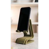 Bitenzo 3D Masaüstü Özel Tasarım Geometrik Katmanlı Telefon Standı - Ergonomik Akıllı Telefon Tutucu Aparat - Haki Yeşil