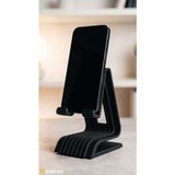Bitenzo 3D Masaüstü Özel Tasarım Geometrik Katmanlı Telefon Standı - Ergonomik Akıllı Telefon Tutucu Aparat - Siyah