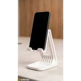 Bitenzo 3D Masaüstü Özel Tasarım Geometrik Telefon Standı - Ergonomik Akıllı Telefon Tutucu Aparat - Beyaz