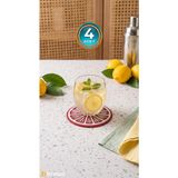 Bitenzo 3D Narenciye Dilimi Tasarımlı Bardak Altlığı Seti - Renkli Meyve Temalı 4'lü Paket - Kırmızı & Beyaz - Kırmızı - Beyaz