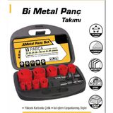 Biterse 13 Parça Bi Metal Panç Takımı Panç Seti Ahşap Kartonpiyer Sunta Alçıpan Delici Testere Takımı - Kırmızı