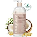 Bitki Bazlı Hindistan Cevizi ve E Vitamini Nemlendirir ve Yenileyici Saç Kremi - Kuru, Cansız Saçlar Için Ideal - Saçları Ipeksi ve Pürüzsüz Bırakır - Paraben Içermez - Geri Dönüşümlü, Pompa