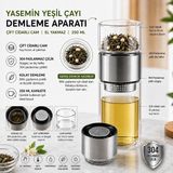 Bitki Çayı Demleme Termosu Çift Cidarlı Cam 250 ml Gri | 304 Paslanmaz Çelik, El Yakmaz
