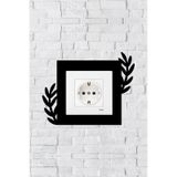 Bitki Tasarım Priz Çerçevesi İç Ölçü 8,4x8,4 Cm Dekoratif Priz - Anahtar Çerçevesi - Duvar Susu Siyah