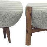 Bitki Tasarımı Beyaz Granit Küp Aranjman Saksı Saksılık Salon Çiçeklik İkili Set (3 Ayak-4 Ayak)