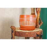 Bitki Tasarımı Doğal Çizgili Model Tabaklı Terracota Toprak Saksı Saksılık Salon Çiçeklik 19 CM
