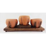 Bitki Tasarımı Terracota Model Çoklu Kaktüs Saksısı No 3 - Kahve