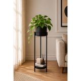 Bitkidunyam Siyah Metal Ayaklı Saksılık, Silindirik, Modern Tasarım, 70x26 CM No:17