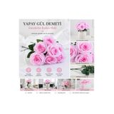 Bitkidunyam Yapay Gül Demeti, Pembe, Dekoratif Solmayan Çiçek, Ev ve Ofis Dekorasyonu için