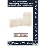 Bitkisel Organik %100 Doğal Saç Yüz Vücut El Kullanım Cilt Kuruluğuna Etkili Sabun Keçi Sütü 5 Adet