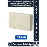 Bitkisel Organik %100 Doğal Saç Yüz Vücut El Kullanım Cilt Yaşlanma Karşıtı Sabun Argan 3 Adet