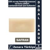 Bitkisel Organik %100 Doğal Saç Yüz Vücut El Kullanım Günlük Cilt Saç Temizliği Sabun Safran 3 Adet