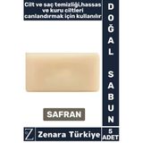 Bitkisel Organik %100 Doğal Saç Yüz Vücut El Kullanım Günlük Cilt Saç Temizliği Sabun Safran 5 Adet
