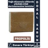 Bitkisel Organik Doğal Saç Yüz Vücut El Kullanım Cilt Temizleyici Parlatıcı Sabun Propolis 3 Adet