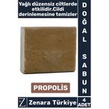Bitkisel Organik Doğal Saç Yüz Vücut El Kullanım Cilt Temizleyici Parlatıcı Sabun Propolis 4 Adet