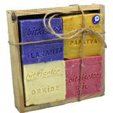 Bitkiselce Doğal Yağlarla El Yapımı 4'lü Sabun Seti - Gül, Lavanta, Papatya ve Orkide (450 gr.)
