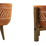 bitkitasarımı TERRACOTA HİTİT DESEN TOPRAK ARANJMAN SAKSI İKİLİ SET – 20 CM ÇAP NO:2