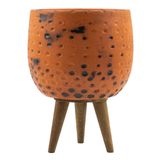 bitkitasarımı TERRACOTA SİYAH NOKTA DESENLİ 3 AYAKLI TOPRAK SAKSI - 12 CM ÇAP