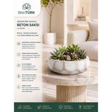 BitkiTÜRK 🌿 20 cm Geometrik Dokulu Beton Saksı | Bonsai Saksısı | Sukulent Aranjman Saksısı | Dekoratif Iç Mekan Saksısı