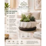 BitkiTÜRK 20X10 cm Beton Saksı ve Altlık Seti – Bonsai, Sukulent ve Iç Mekan Bitkileri Için Dekoratif Saksı