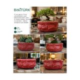 BitkiTÜRK 🪴BitkiTÜRK Çiçek Kabartmalı Kırmızı Beton Saksı | 21cm×10cm Dekoratif Bonsai & Sukulent Saksısı