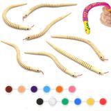 Bitmemiş Ahşap Wiggly Yılanlar 8 Adet 12 Renkli Akrilik El İşi Boya ve 2 Boya Fırçası - 12 inç Esnek Doğal Kereste Yılan Sanat ve El Sanatları Temalı Doğum Günü Partisi Malzemeleri, Cadılar Bayramı