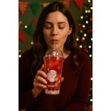 biton noel baba & yeni yıl 2026 temalı pipetli suluk 450 ml çift katman mika su şişesi 2768-a - 100 - Çok Renkli